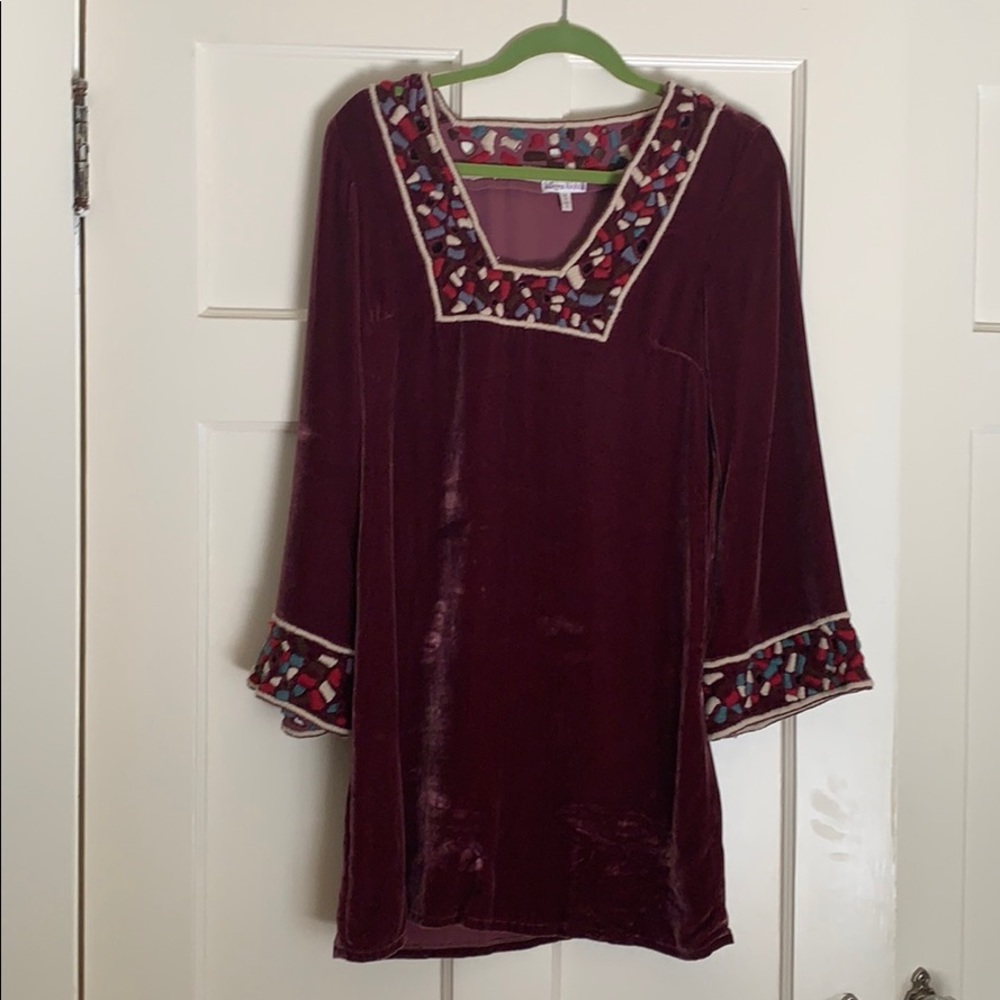 Allegra Hicks wine-color tunic, crushed velvet